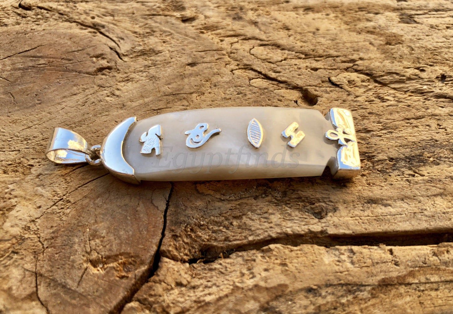 Egyptian Customized Name Personalized White Sterling Silver Cartouche Pendant Up to 9 Characters
