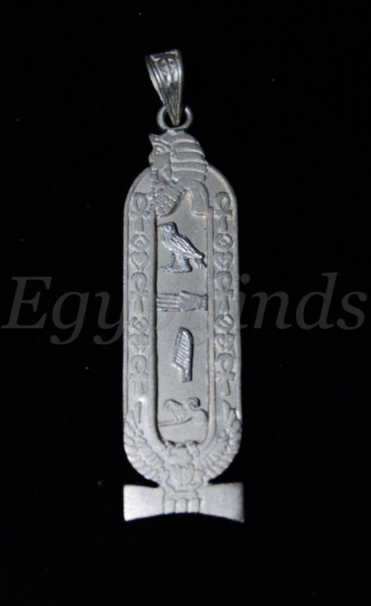 Egyptian Personalized Custom Name Sterling Silver Tutankhamun Name Cartouche Pendant , WORLD WIDE Express Shipping