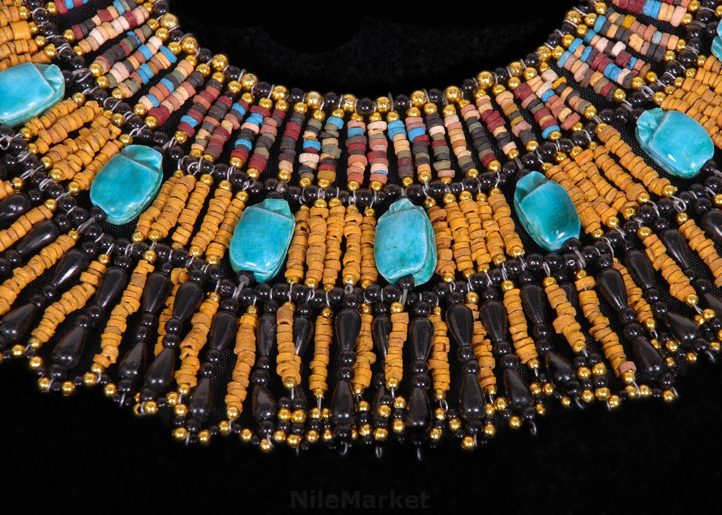 Beautiful Egyptian Hand Made 16 Scarabs Mummy bead Cleopatra Collar Necklace Mummy Beads Jewelry