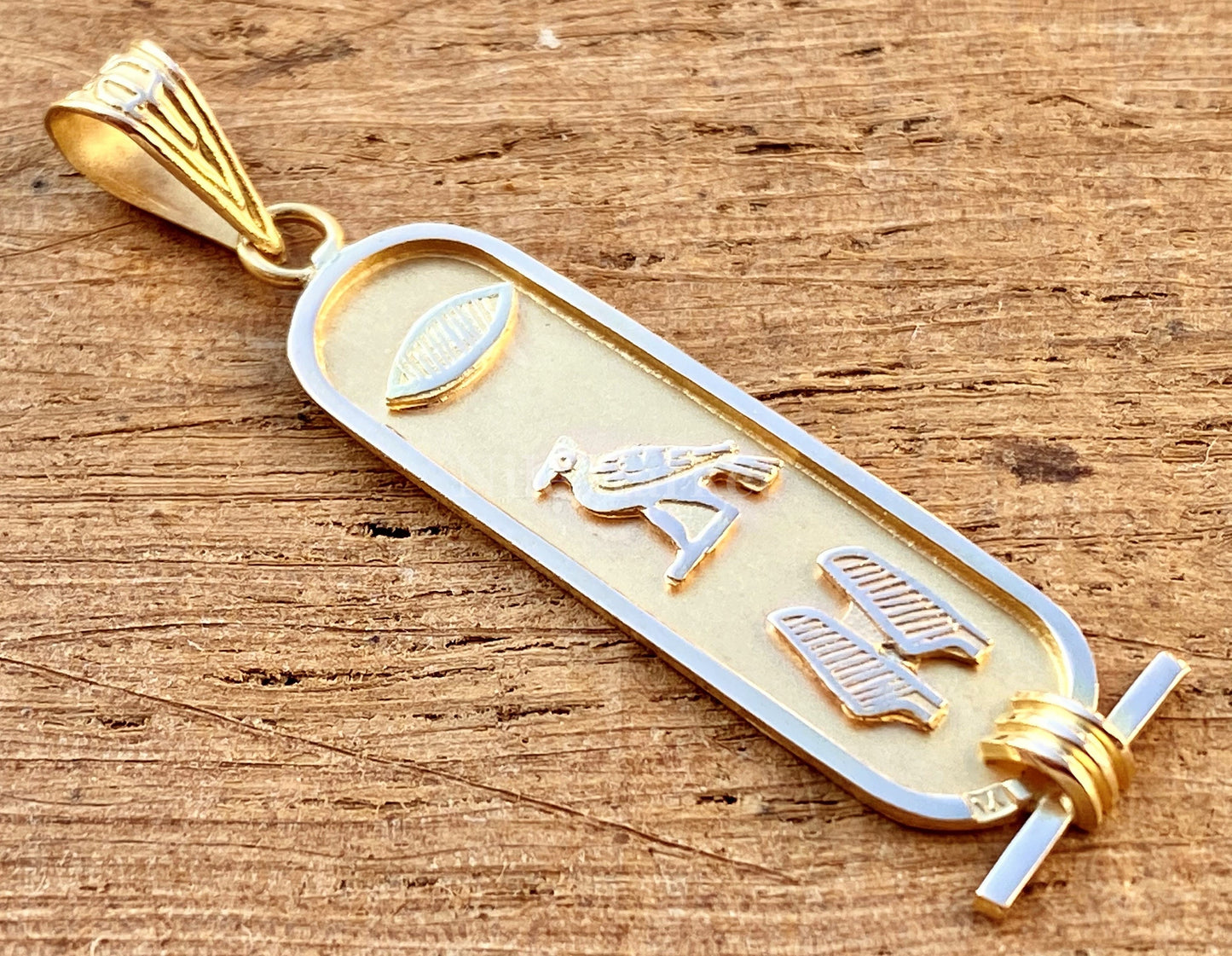 18k Solid Gold Cartouche pendant, Your Name Converted into Ancient Egyptian Hieroglyphic or English or arabic language, Authentic Egyptian