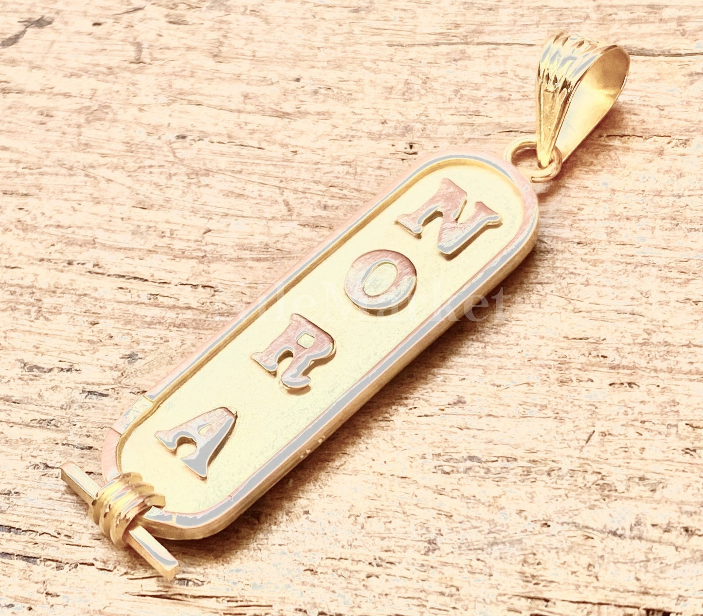 18k Solid Gold Cartouche pendant, Your Name Converted into Ancient Egyptian Hieroglyphic or English or arabic language, Authentic Egyptian
