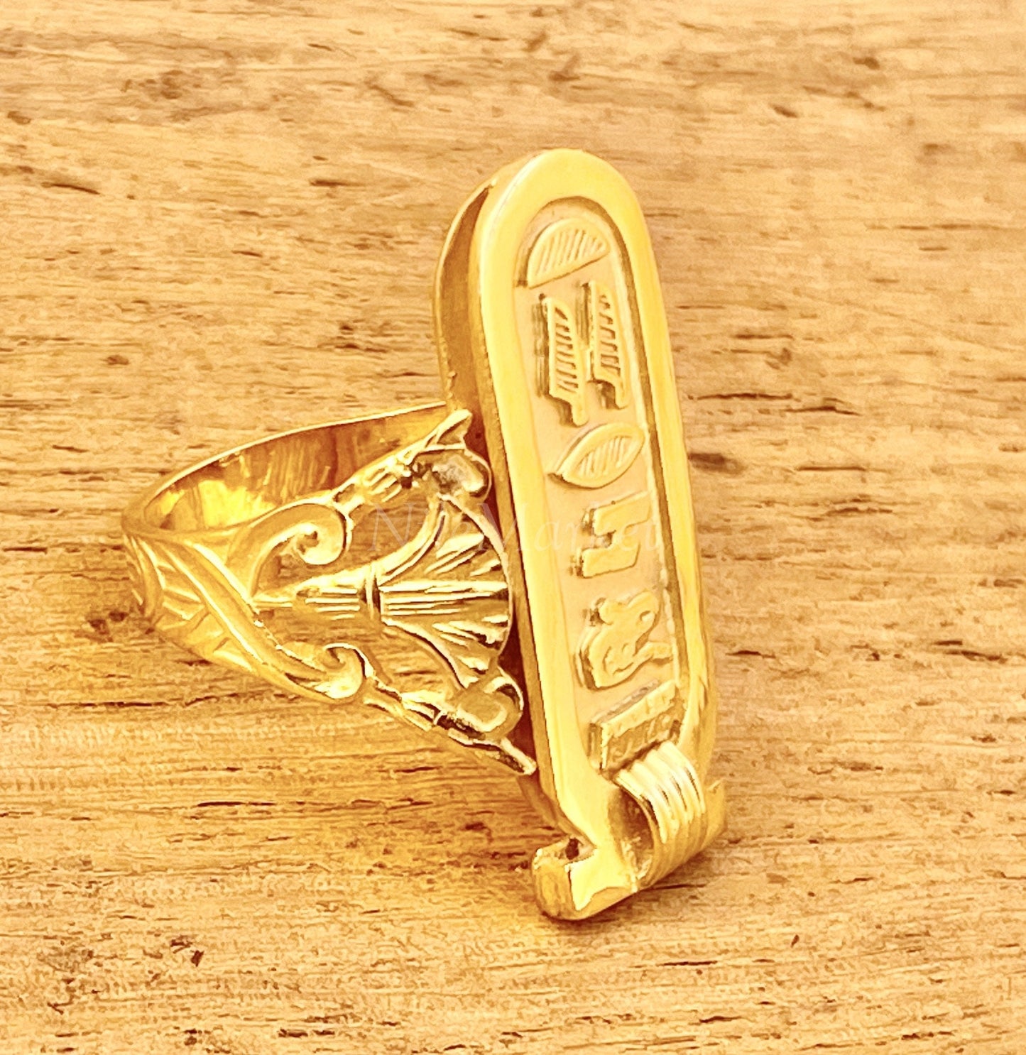 Egyptian Personalized Customized 18k Solid Gold Cartouche Ring Express Shipping World Wide -Personalized in English & Hieroglyphs