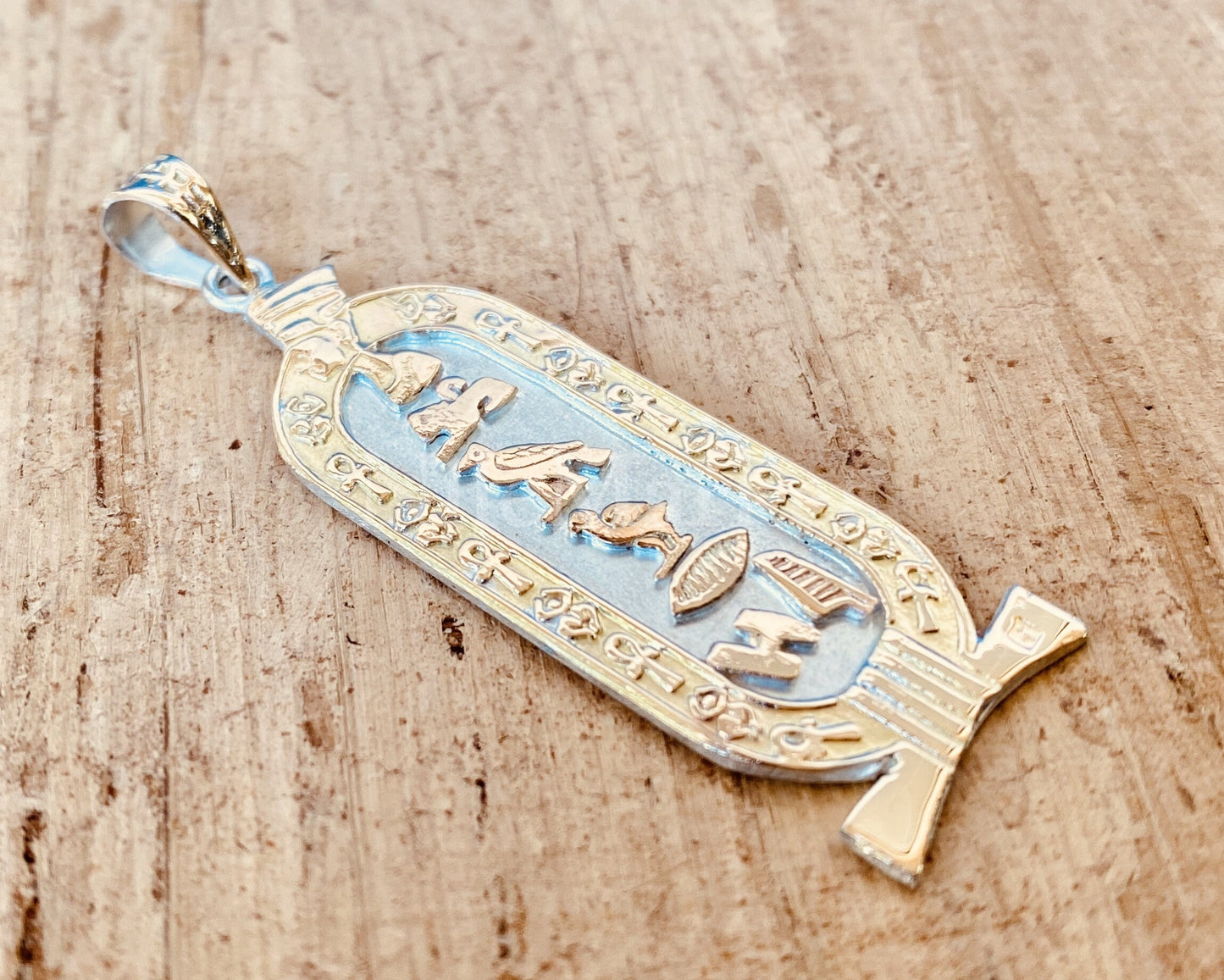 Egyptian Customized Nefertiti Cartouche With 9K Gold Frame And Letters,WORLD WIDE Express Shipping