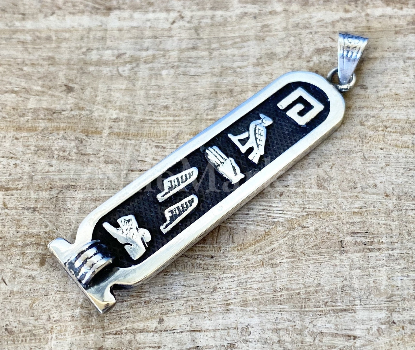 Sterling silver Customized Cartouche Charm Your Name Converted into Ancient Egyptian Hieroglyphic or English language or Arabic