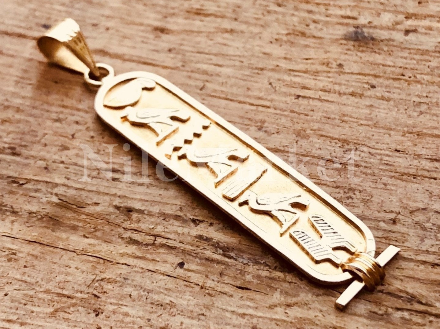 Egyptian Personalized 18k Solid Gold Customized 18K Gold Cartouche Up To 9 Letters