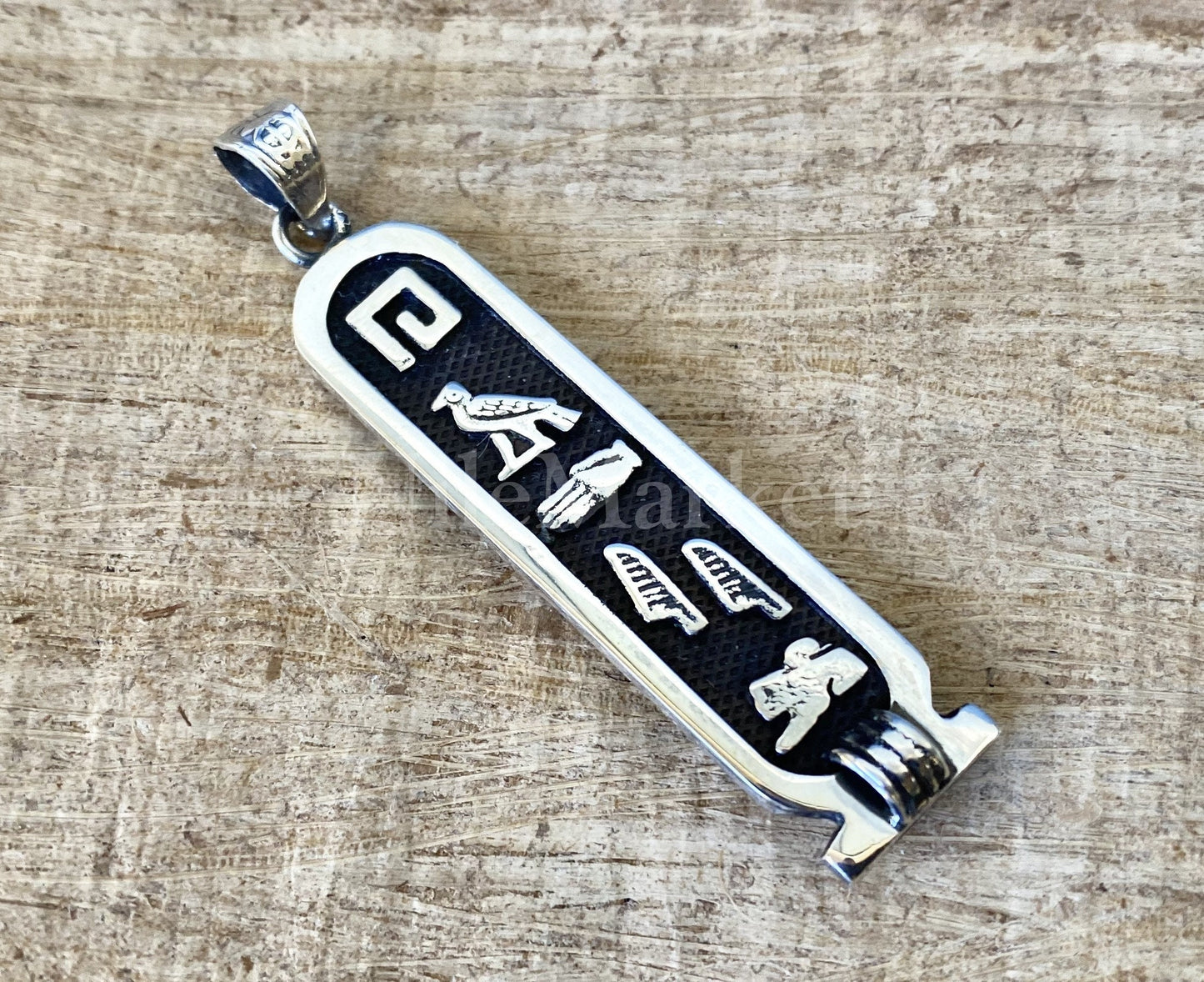 Sterling silver Customized Cartouche Pendant Your Name Converted into Ancient Egyptian Hieroglyphic or English language or Arabic