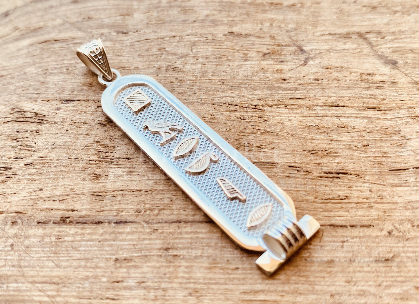 Sterling silver Customized Cartouche Pendant Your Name Converted into Ancient Egyptian Hieroglyphic or English language or Arabic