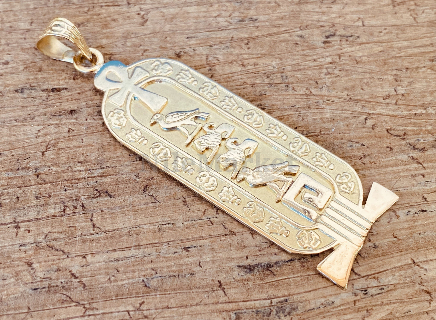 Egyptian Customized Ankh Cross Life Key Cartouche Personalized 18K Gold Cartouche Necklace WORLD WIDE Express Shipping