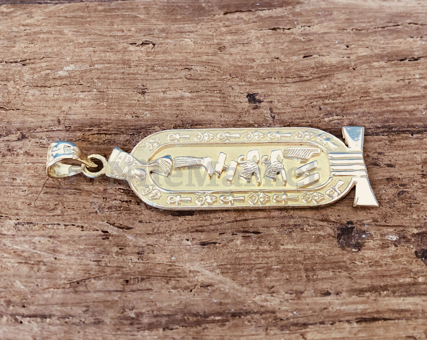 Egyptian Customized Nefertiti Cartouche Personalized 18K Solid Gold Cartouche Necklace WORLD WIDE Express Shipping