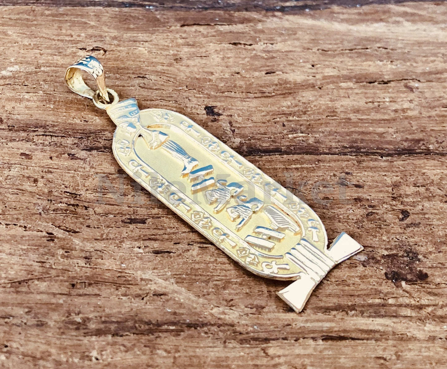 Egyptian Customized Nefertiti Cartouche Personalized 18K Solid Gold Cartouche Necklace WORLD WIDE Express Shipping