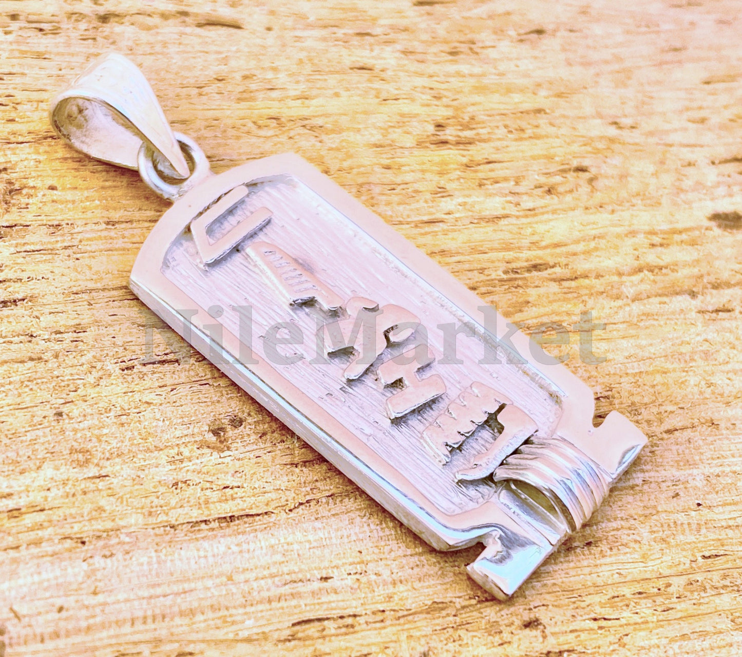 Customized Egyptian Sterling Silver Ankh Cartouche Charm , hieroglyph personalize - cartouche égyptienne or - personalize cartouche