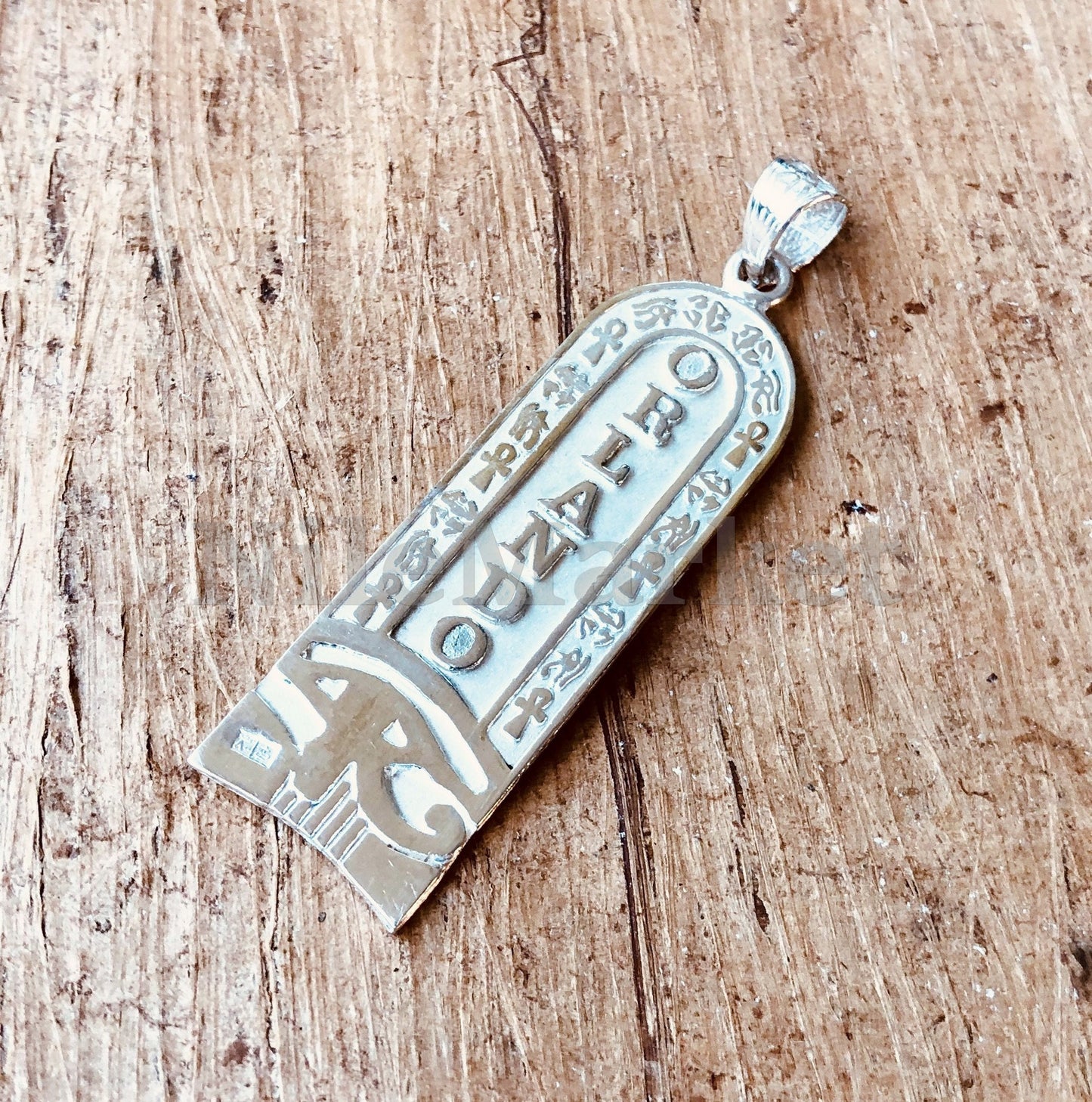 Egyptian Personalized Sterling Silver Cartouche With Eye Of Horus oN Cartouche Pendant Charm ,PUT YOUR NAME In Hieroglyphics Or English
