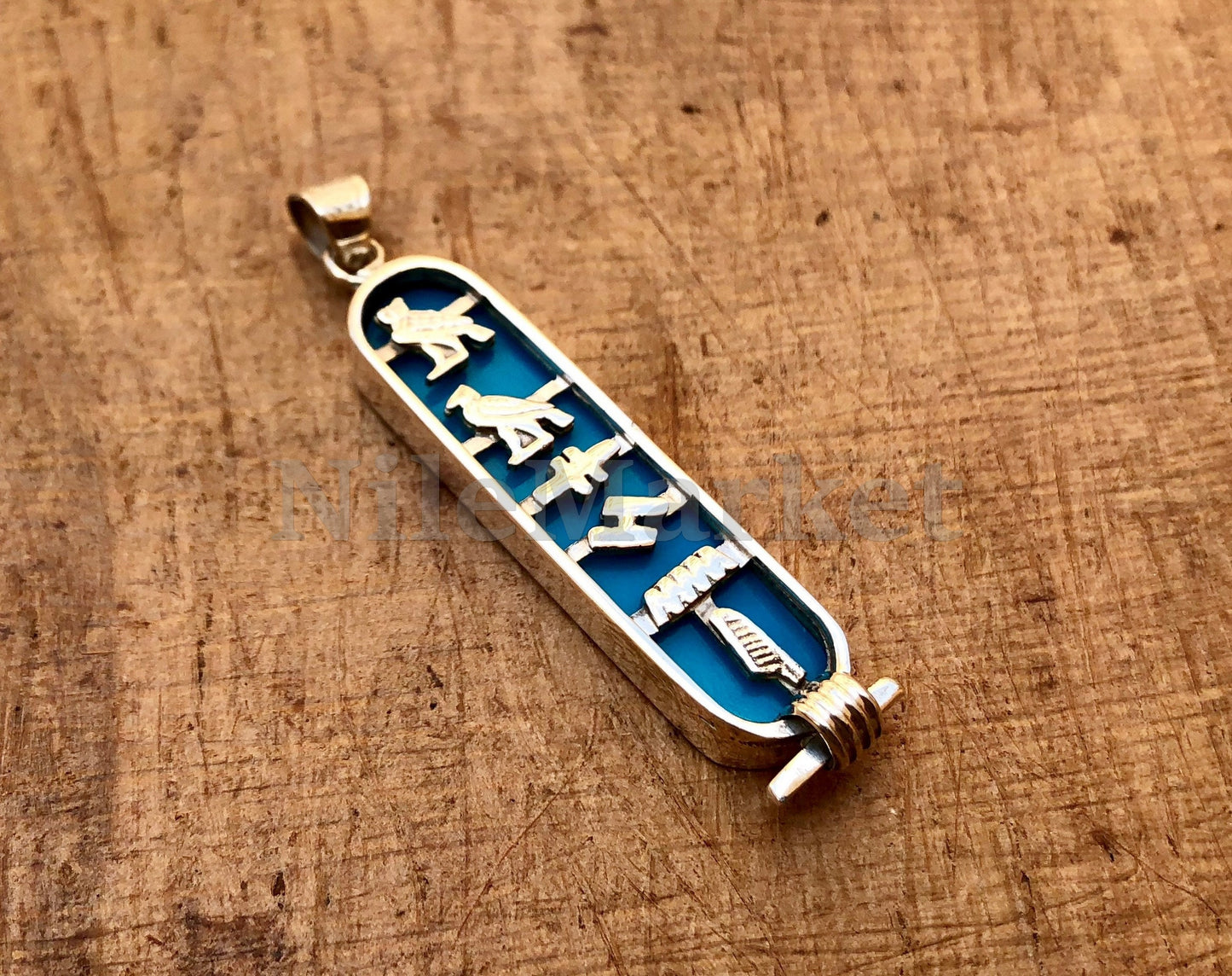 Egyptian Multi Background Skins Open Work Personalized Sterling Silver Cartouche , WORLD WIDE Express Shipping