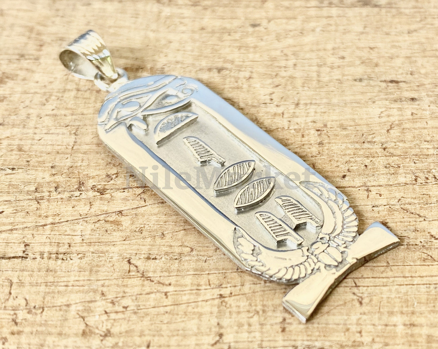 Egyptian Personalized Sterling Silver Cartouche With Eye Of Horus And Scarab oN Charm ,WORLD WIDE Express Shipping