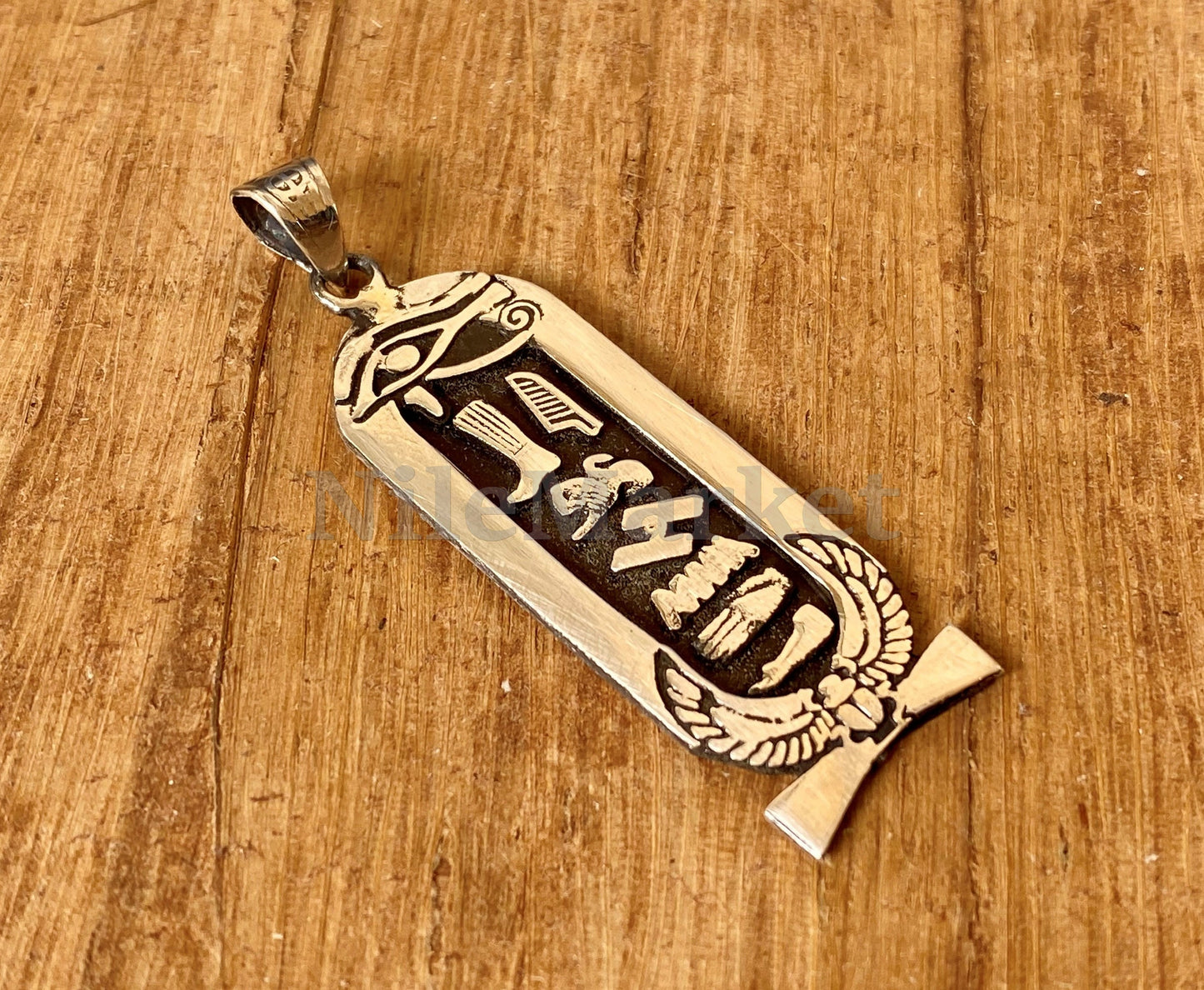 Egyptian Personalized Sterling Silver Cartouche With Eye Of Horus And Scarab oN Charm ,WORLD WIDE Express Shipping