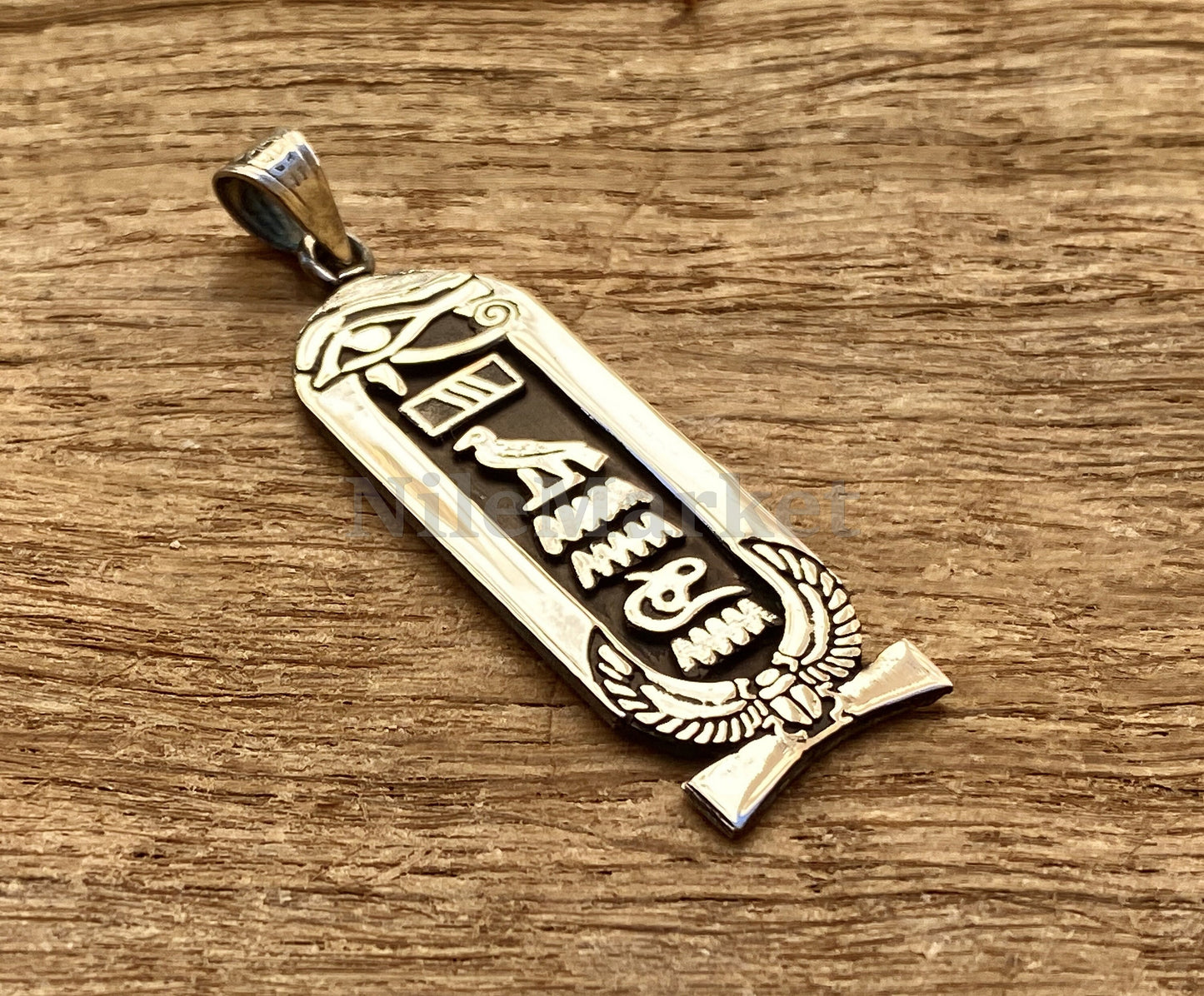 Egyptian Personalized Sterling Silver Cartouche With Eye Of Horus And Scarab oN Charm ,WORLD WIDE Express Shipping