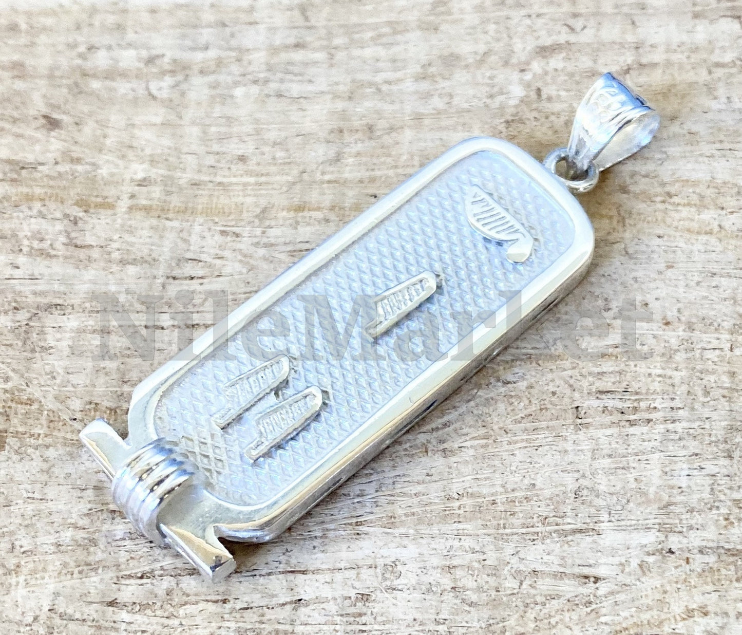 Egyptian Personalized Thick Ankh Sterling Silver Nameplate Cartouche Pendant , WORLD WIDE Express Shipping,