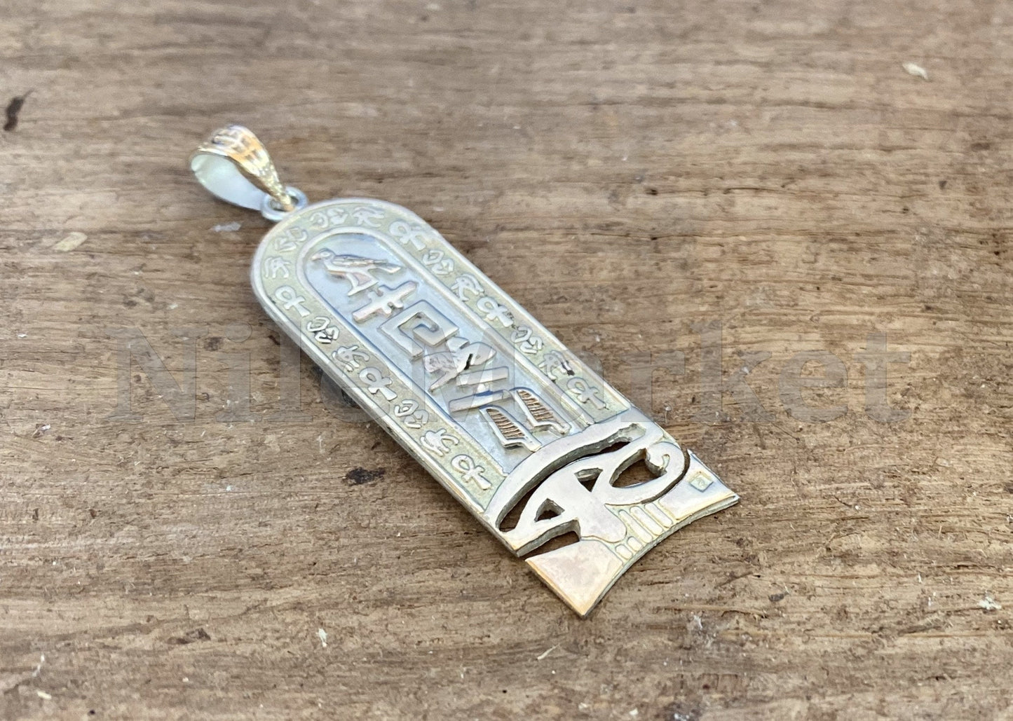 Egyptian Customized Eye Of Horus Cartouche With 9K Solid Gold Frame And Letters,WORLD WIDE Express Shipping