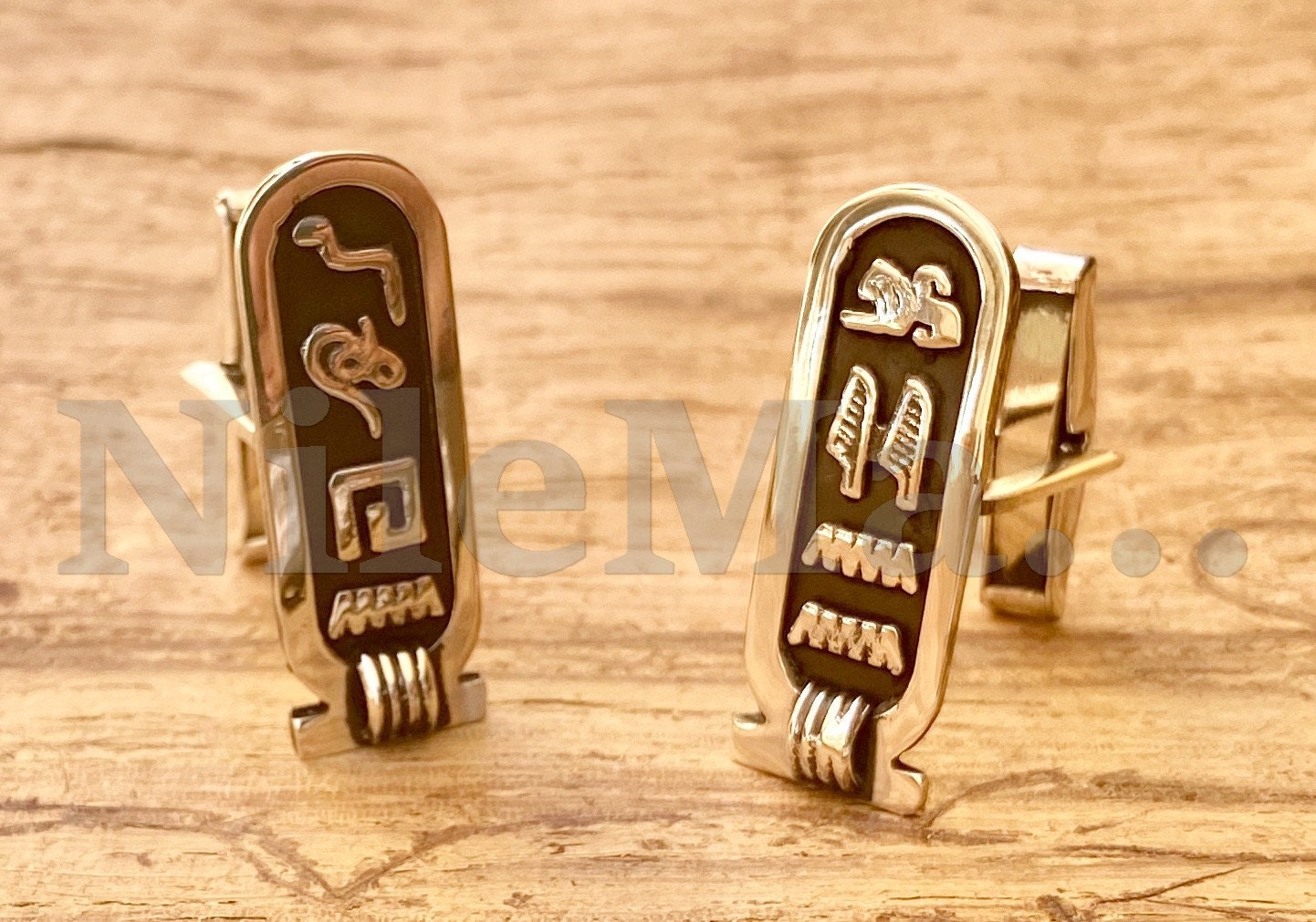 Egyptian Sterling Silver Personalized Nmae English Arabic Or Hieroglyphics Cartouche Wedding Day Custom Cufflinks Cuff Links
