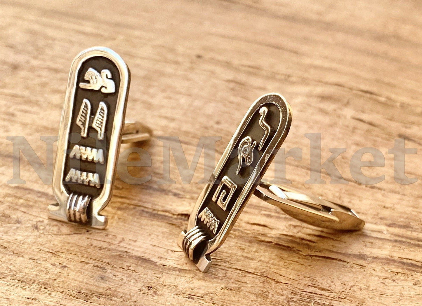 Egyptian Sterling Silver Personalized Nmae English Arabic Or Hieroglyphics Cartouche Wedding Day Custom Cufflinks Cuff Links