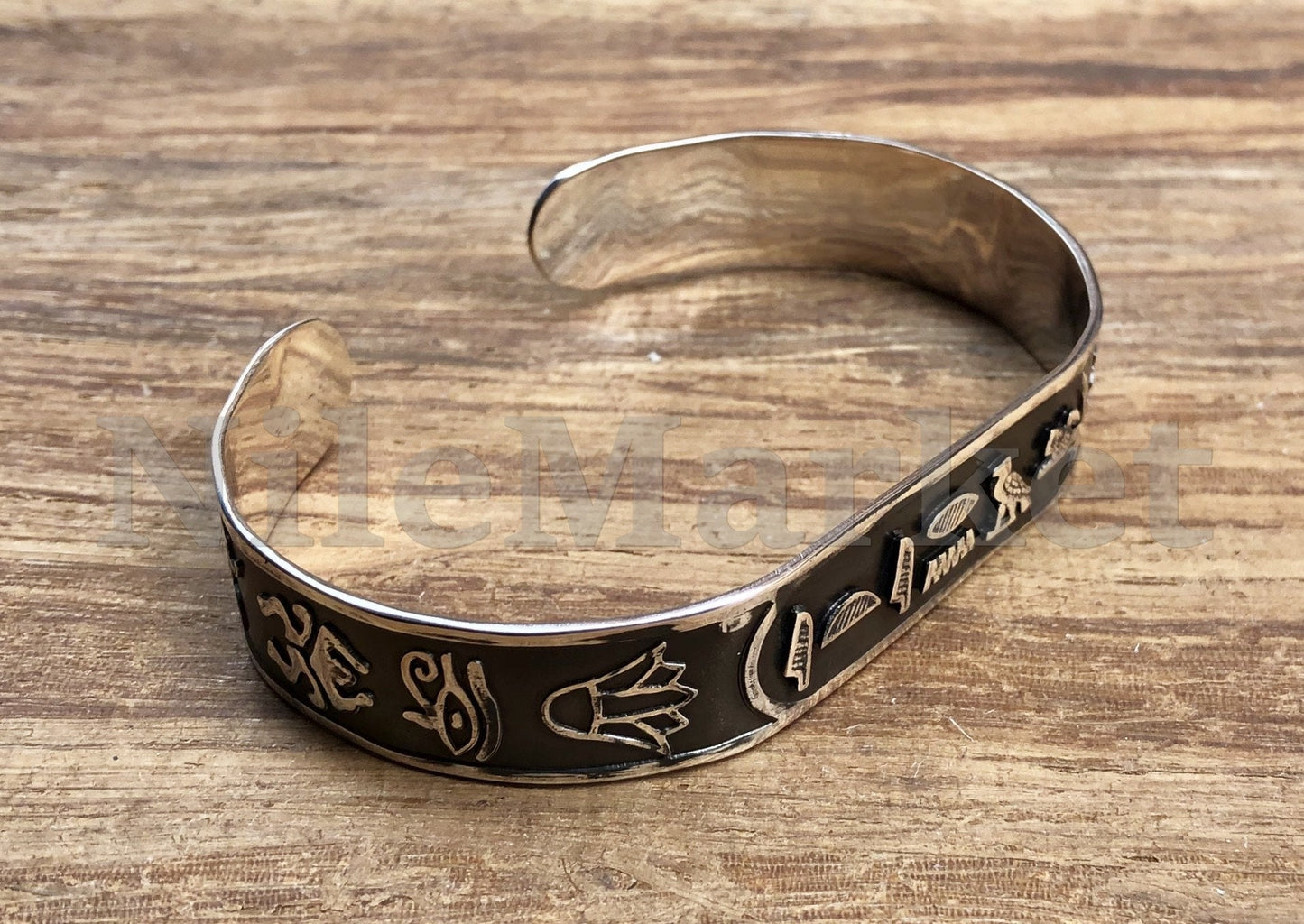Egypt Wide Personalized Solid Silver Cartouche Cuff Bangle Bracelet Cartouche - personalize cartouche -Cartouche Name Plate Bracelet