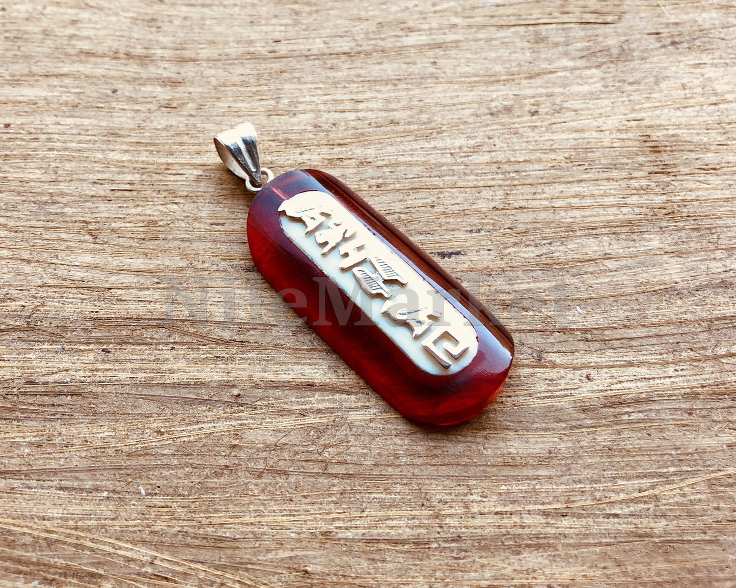 Amazing Egyptian Customized Name Personalized Nameplate White And Red Sterling Silver Cartouche Pendant ,WORLD WIDE Express Shipping