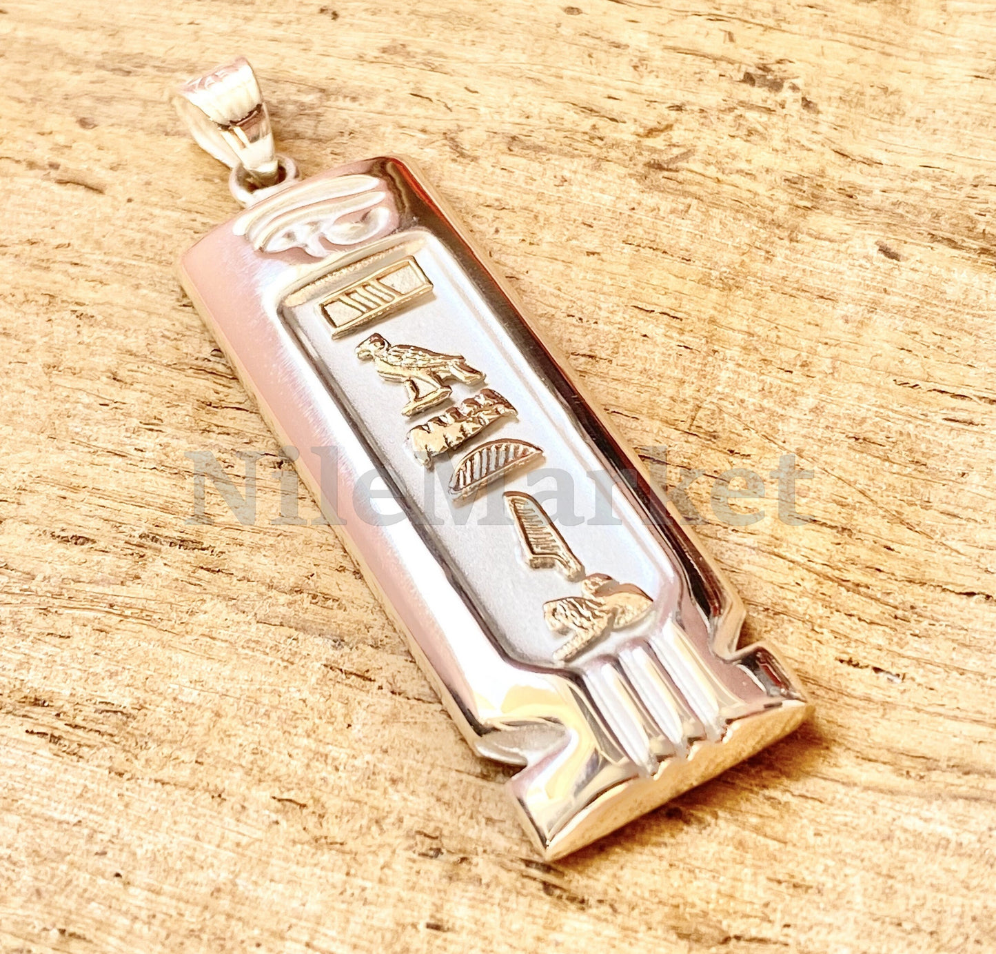 Egyptian Personalized Name Sterling Silver Anubis Cartouche Pendant, WORLD WIDE Express Shipping