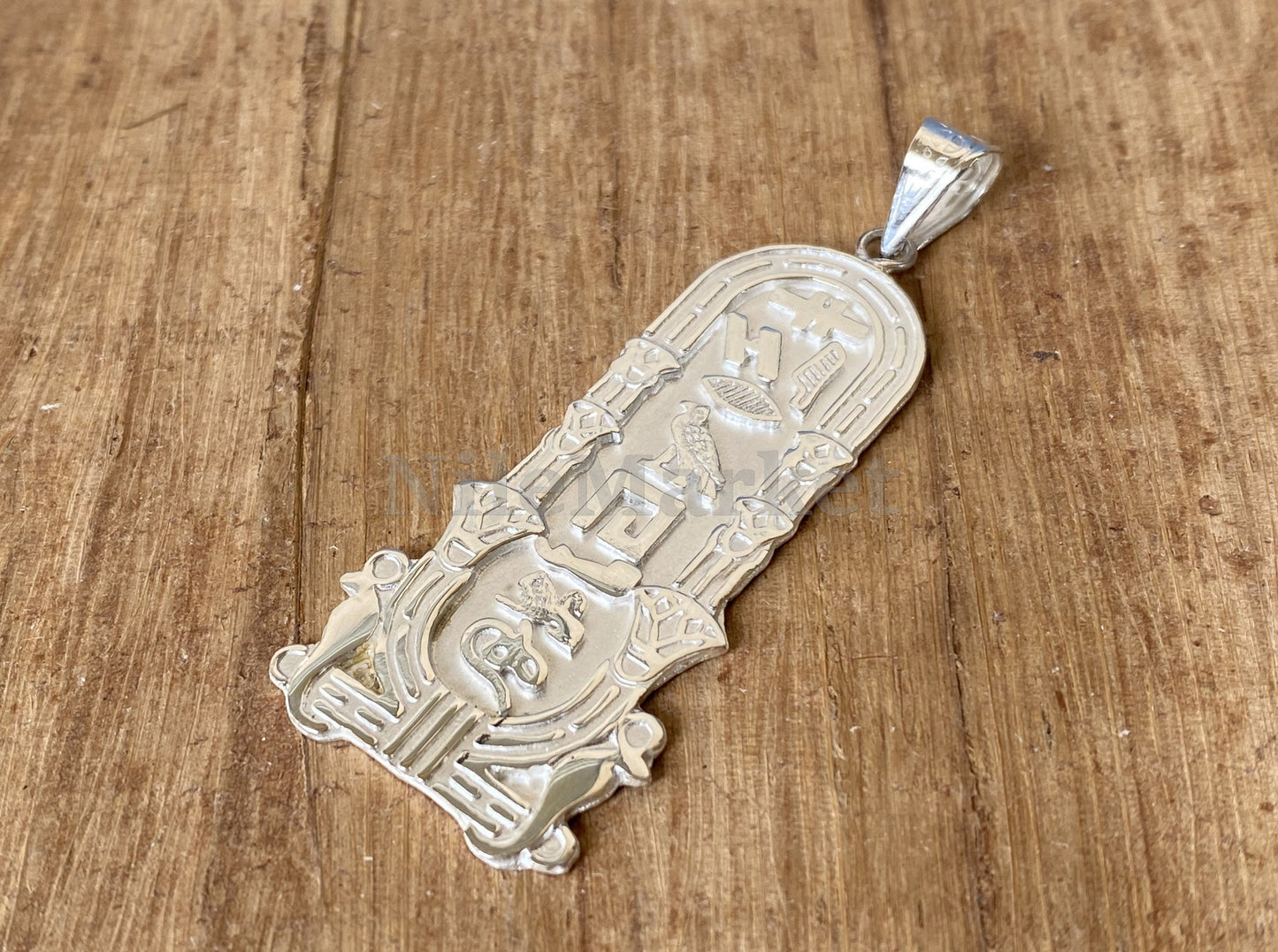 Large Egyptian Personalized Name Sterling Silver Cartouche With Cobra Uraeus Pendant Necklace , World wide express shipping