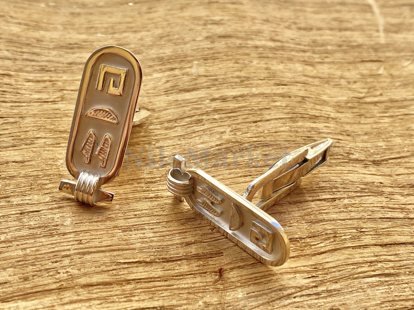 Egyptian Sterling Silver Personalized Nmae English Arabic Or Hieroglyphics Cartouche Wedding Day Custom Cufflinks Cuff Links