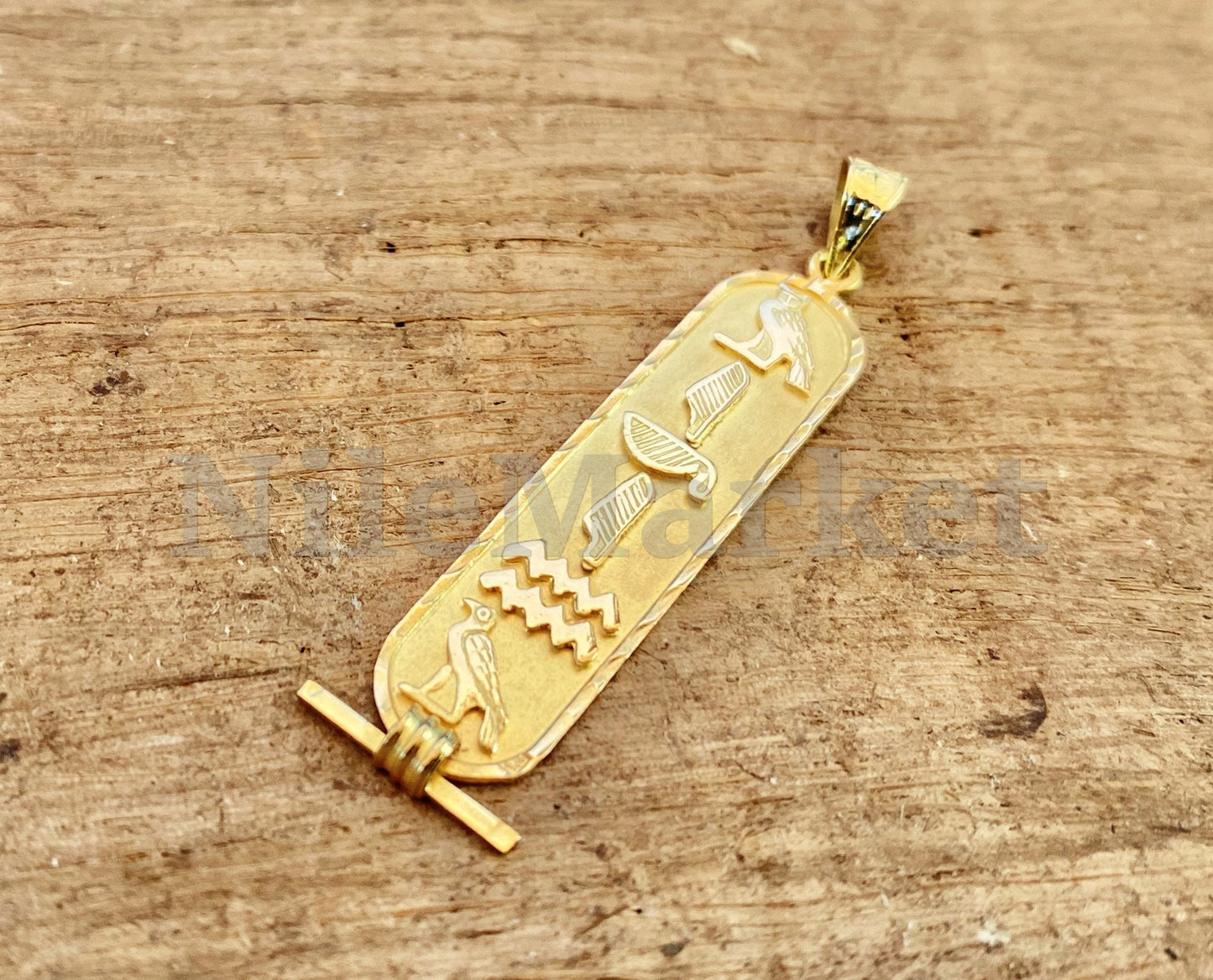Egyptian Personalized 18k Solid Gold Customized 18K Gold Laser cut Cartouche Up To 9 Letters