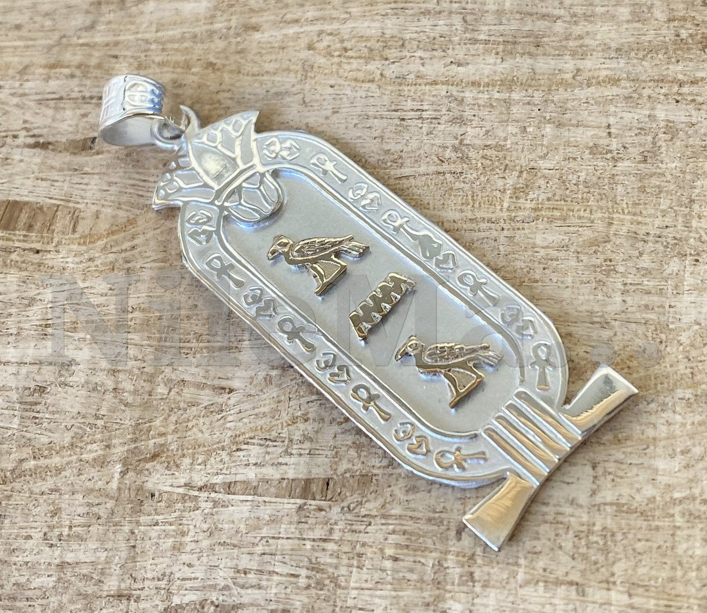 WORLD WIDE Express Shipping, Egyptian Lotus Personalized Customized Name Sterling Silver Cartouche Pendant Necklace