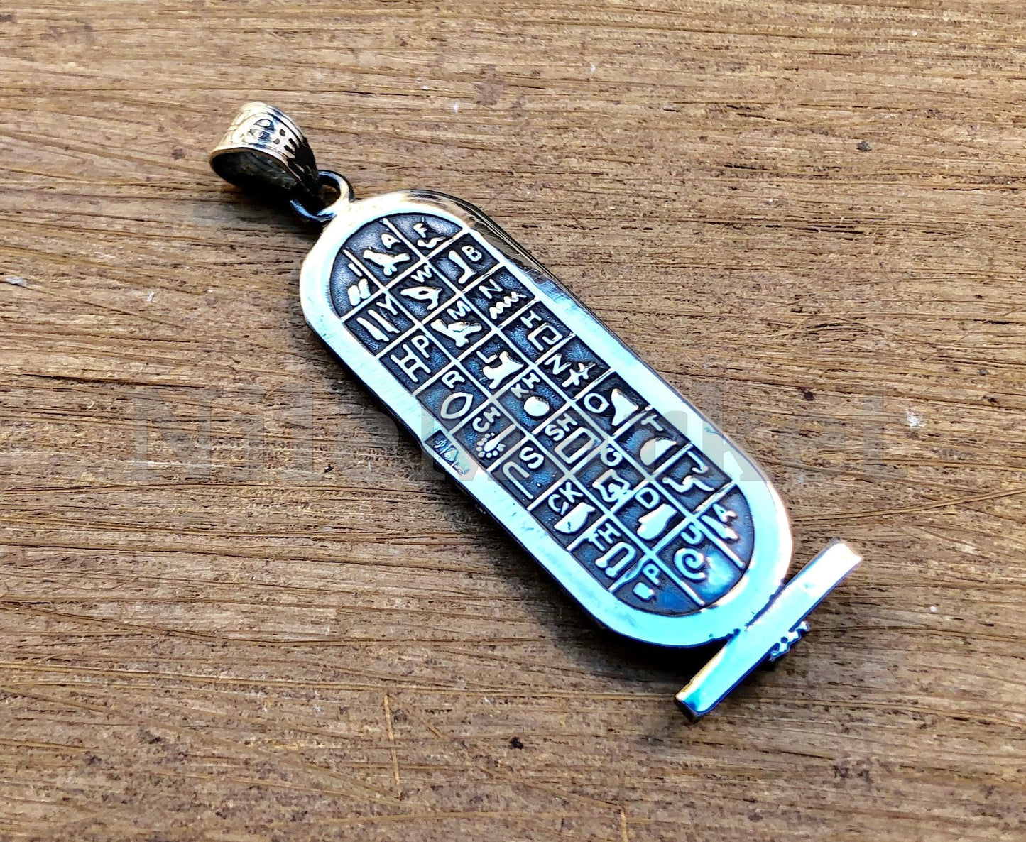 Egyptian Wide Sterling Silver Cartouche With Hieroglyphics On The Back Nameplate Pendant Your Name in Hieroglyphic Or English Or Arabic