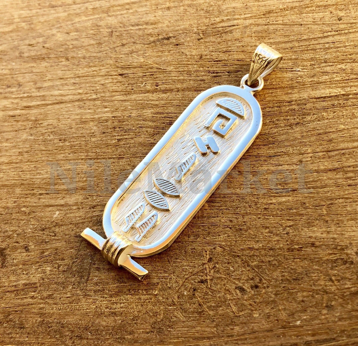 Egyptian Wide Sterling Silver Cartouche With Hieroglyphics On The Back Nameplate Pendant Your Name in Hieroglyphic Or English Or Arabic
