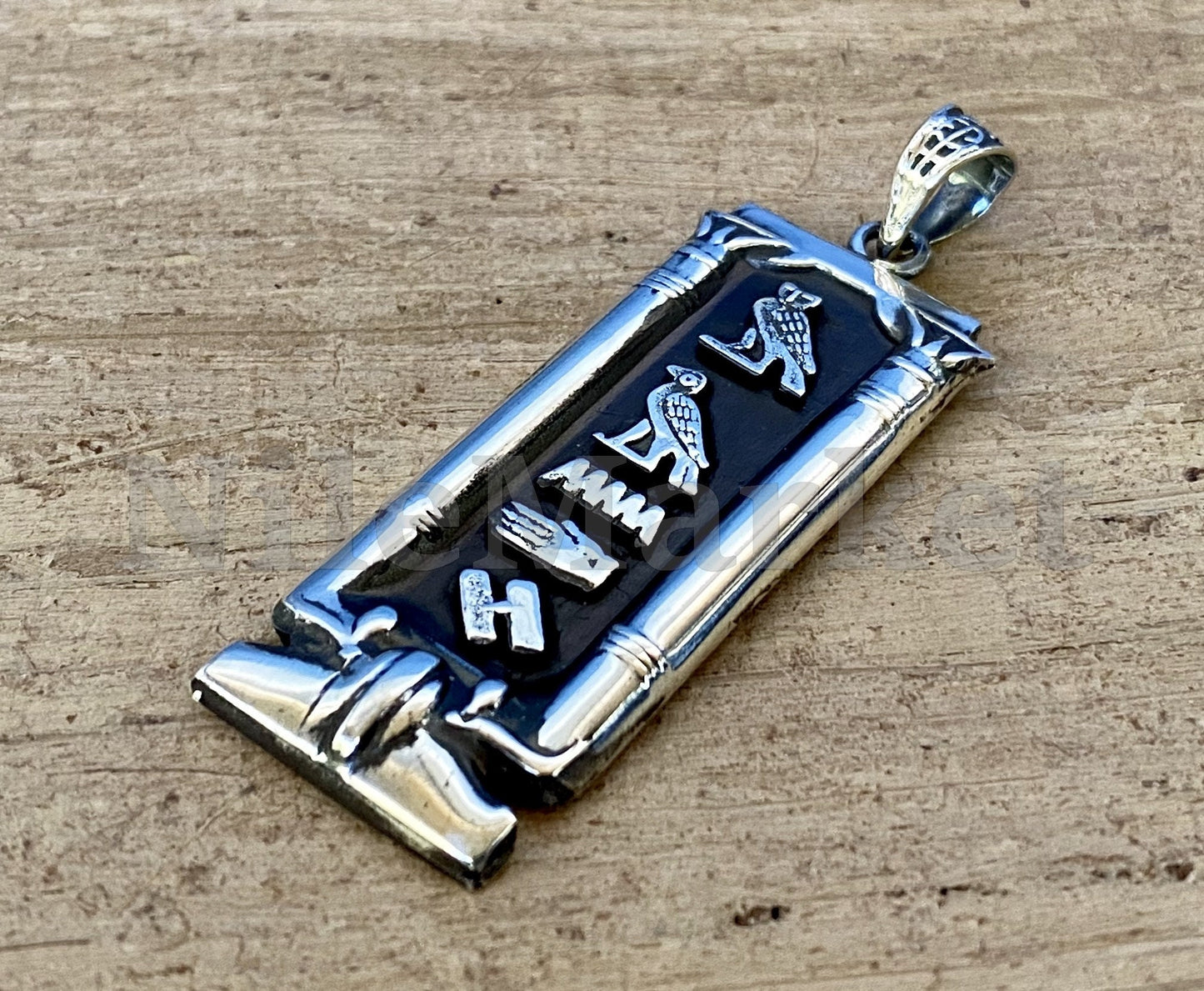 Wide Egyptian Framed Thick Name Personalized Sterling Silver Cartouche , WORLD WIDE Express Shipping