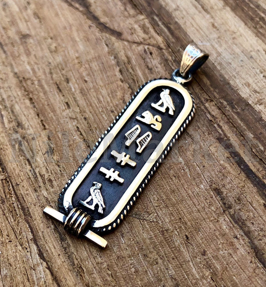 Egyptian Framed Sterling Silver Personalized Name Necklace Cartouche Pendant Charm
