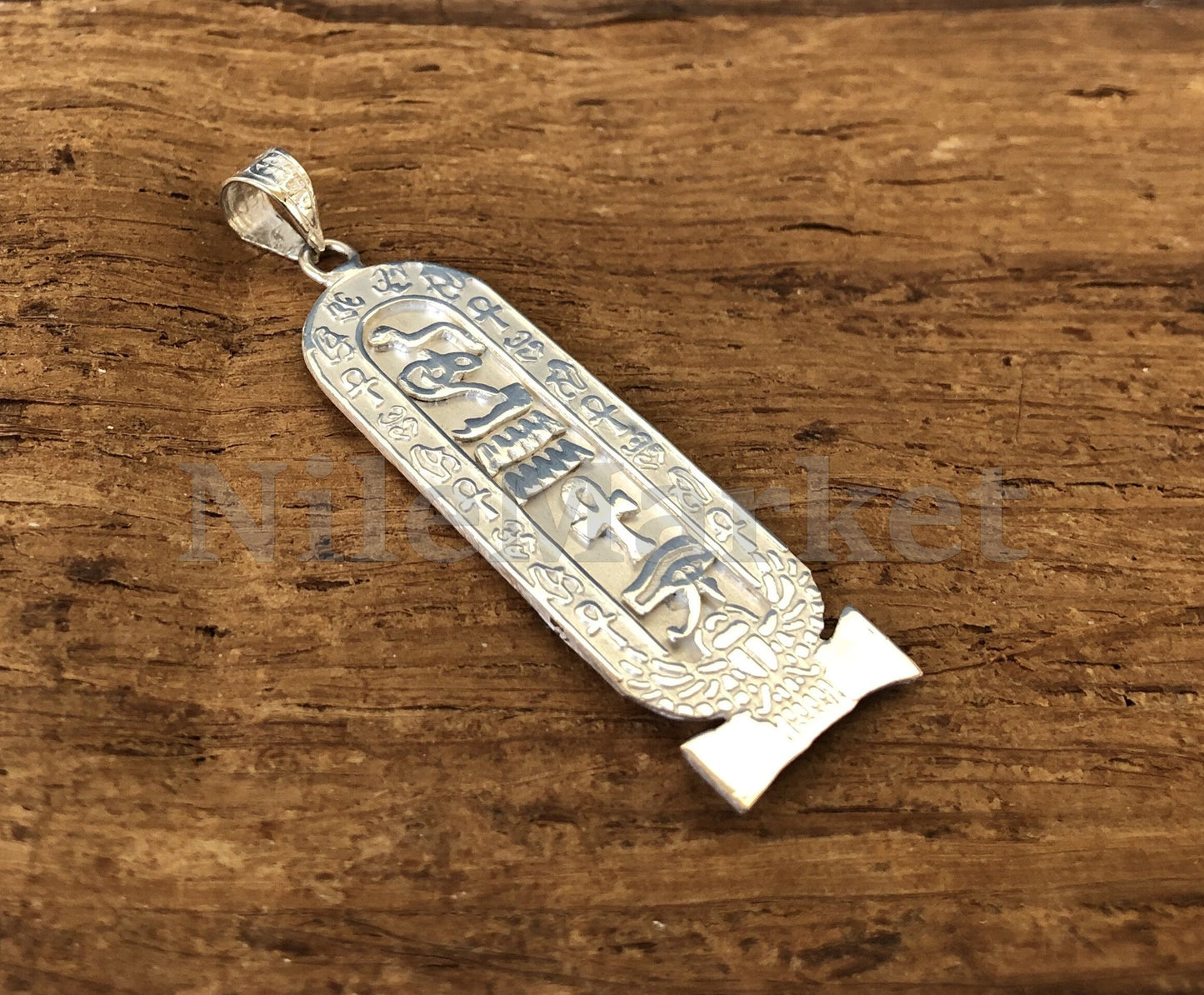 Egyptian Winged Scarab Sterling Silver Personalized Name Cartouche Pendant Charm Necklace ,WORLD WIDE Express Shipping ,
