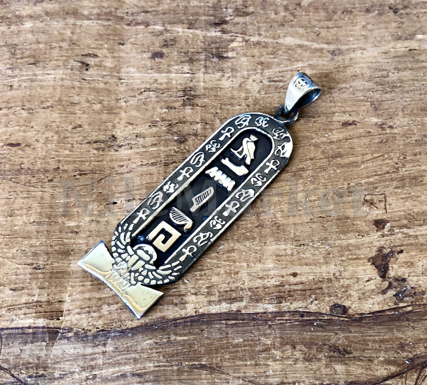 Egyptian Winged Scarab Sterling Silver Personalized Name Cartouche Pendant Charm Necklace ,WORLD WIDE Express Shipping ,