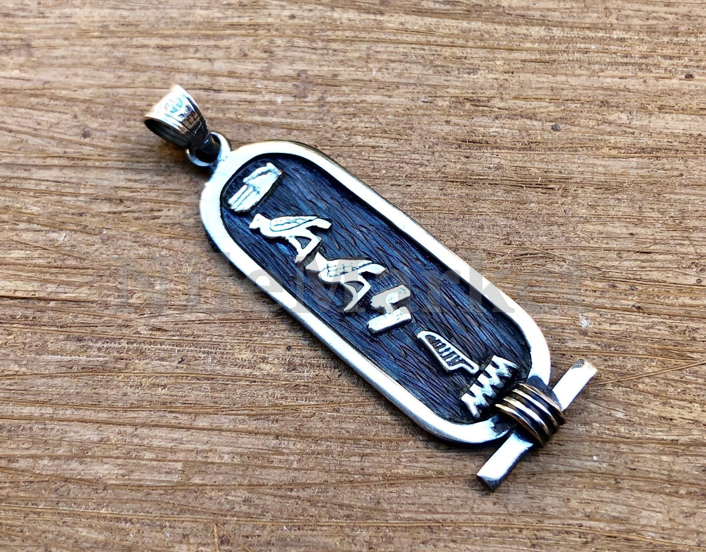 Egyptian Wide Sterling Silver Cartouche With Hieroglyphics On The Back Nameplate Pendant Your Name in Hieroglyphic Or English Or Arabic
