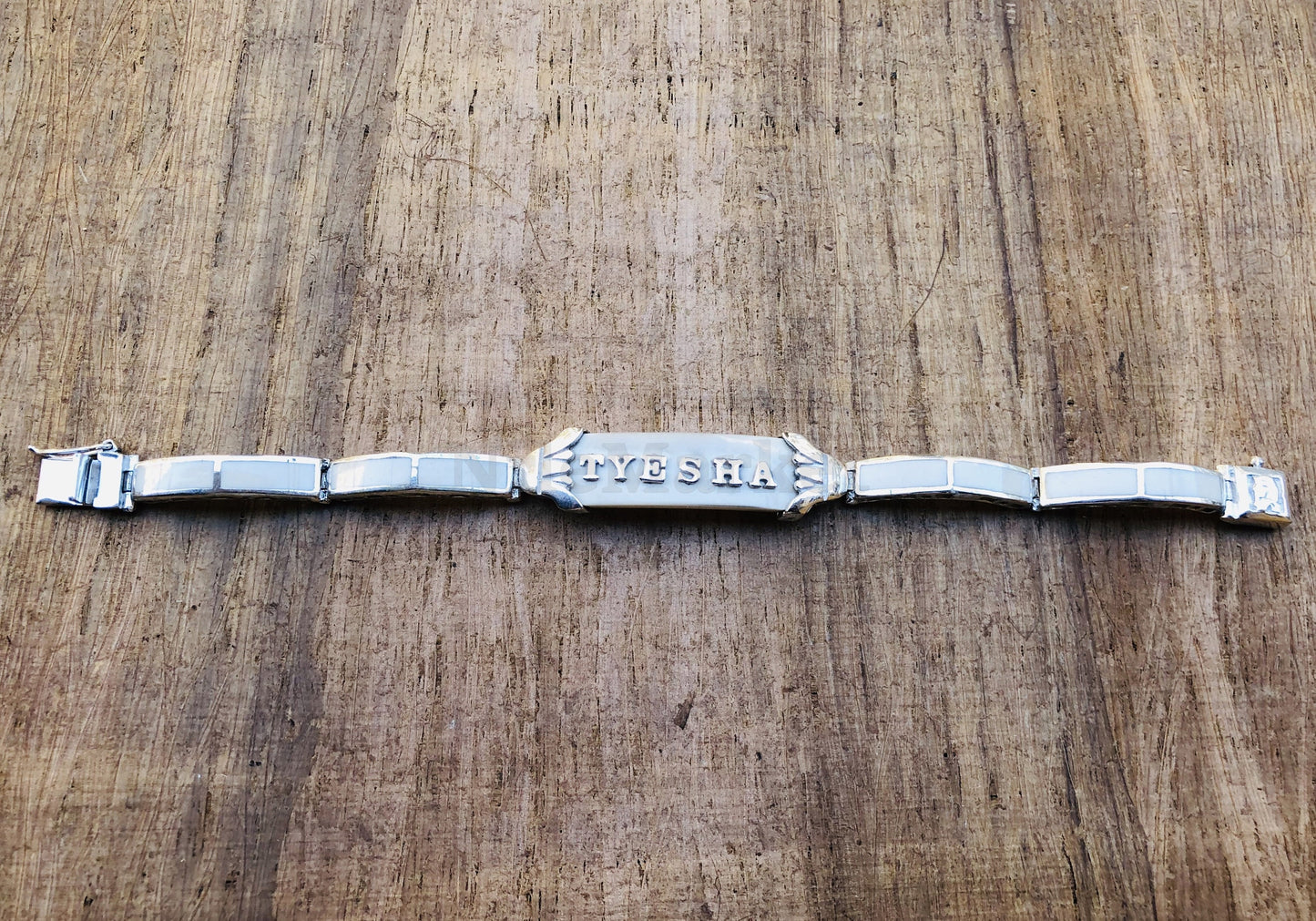 Put Your Name On Egyptian Customized Sterling Silver Lotus Cartouche Inlaid Cuff Links Bracelet