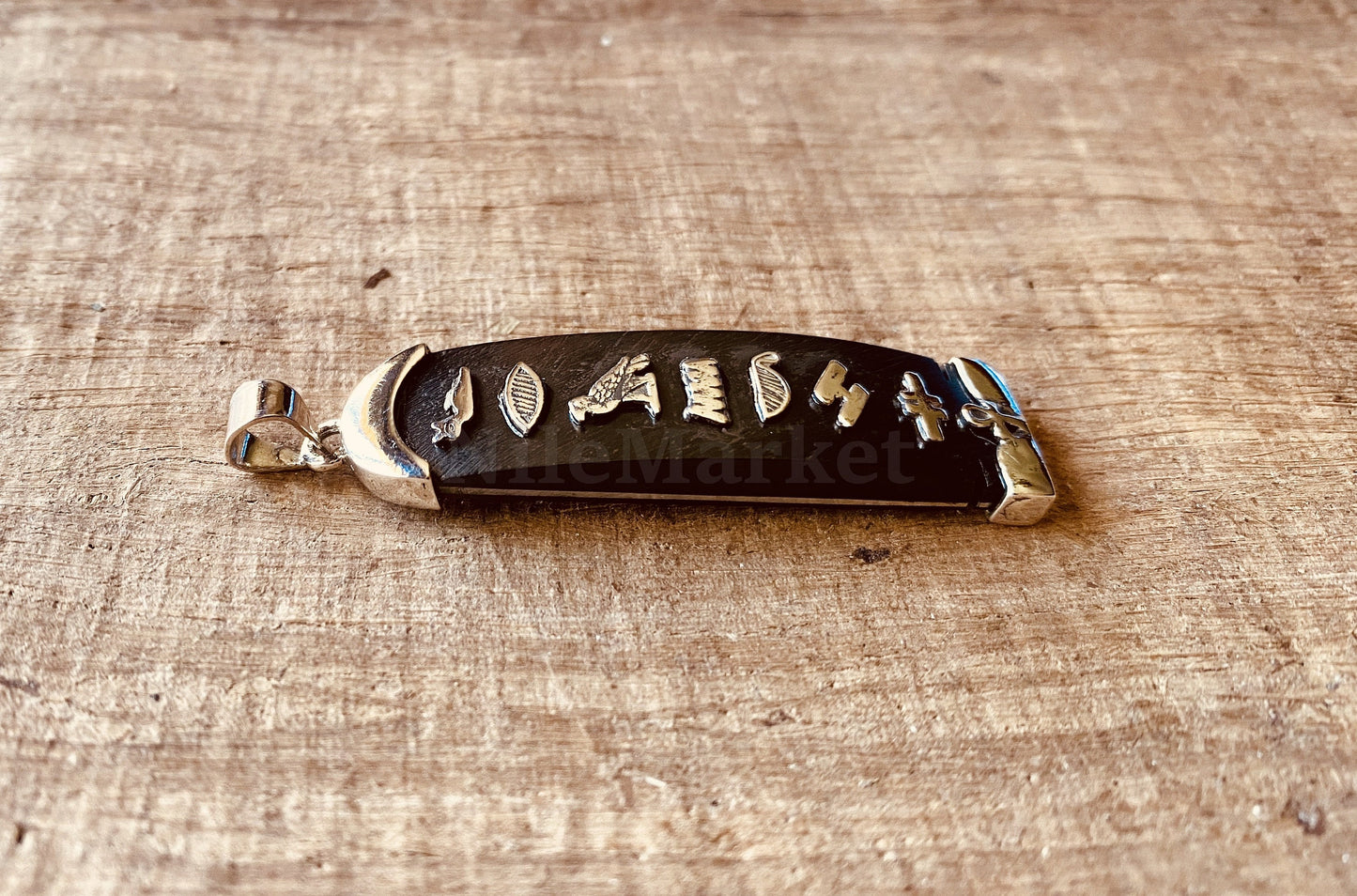 Egyptian Sterling Silver & Ebony wood Cartouche Charm personalize cartouche Pendant