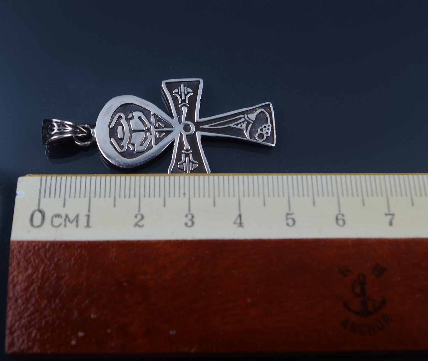 Lovely egyptian silver Ankh life key With Scarab Pendant Charm