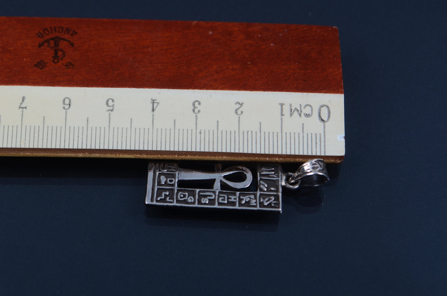 Lovely Egyptian Sterling Silver Hieroglyphics Framed Ankh life key Cross Pendant Charm