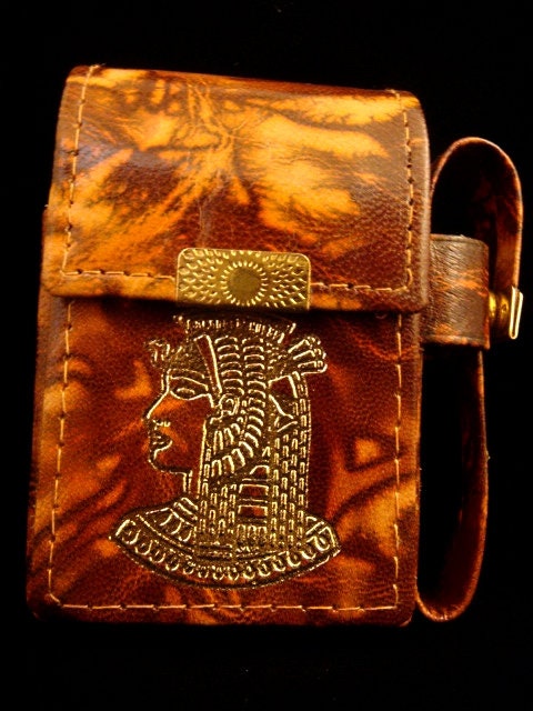 Egypt Hand Made Egyptian Genuine Fine Leather Nekhbet Cigarette Case Nekhbet cigarette holder Ancient Egyptian With Side Lighter Pocket