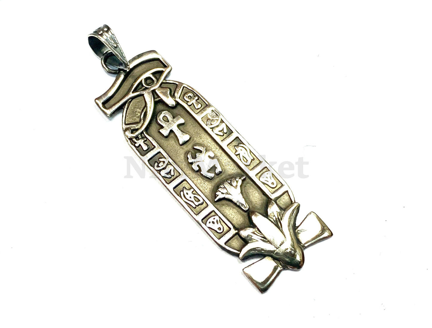 Unique Egyptian Eye Of Horus And Lotus Personalized Sterling Silver Cartouche Pendant , Name Cartouche Charm - Egyptian Jewelry