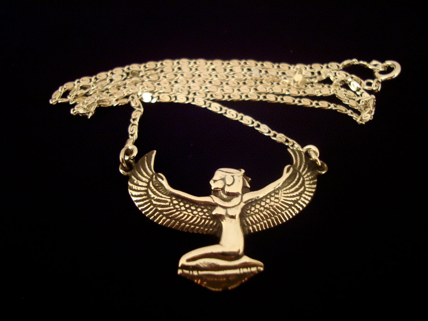 Beautiful Egyptian Sterling Silver Winged Isis Necklace Isis Sterling Silver Necklace Egyptian Isis