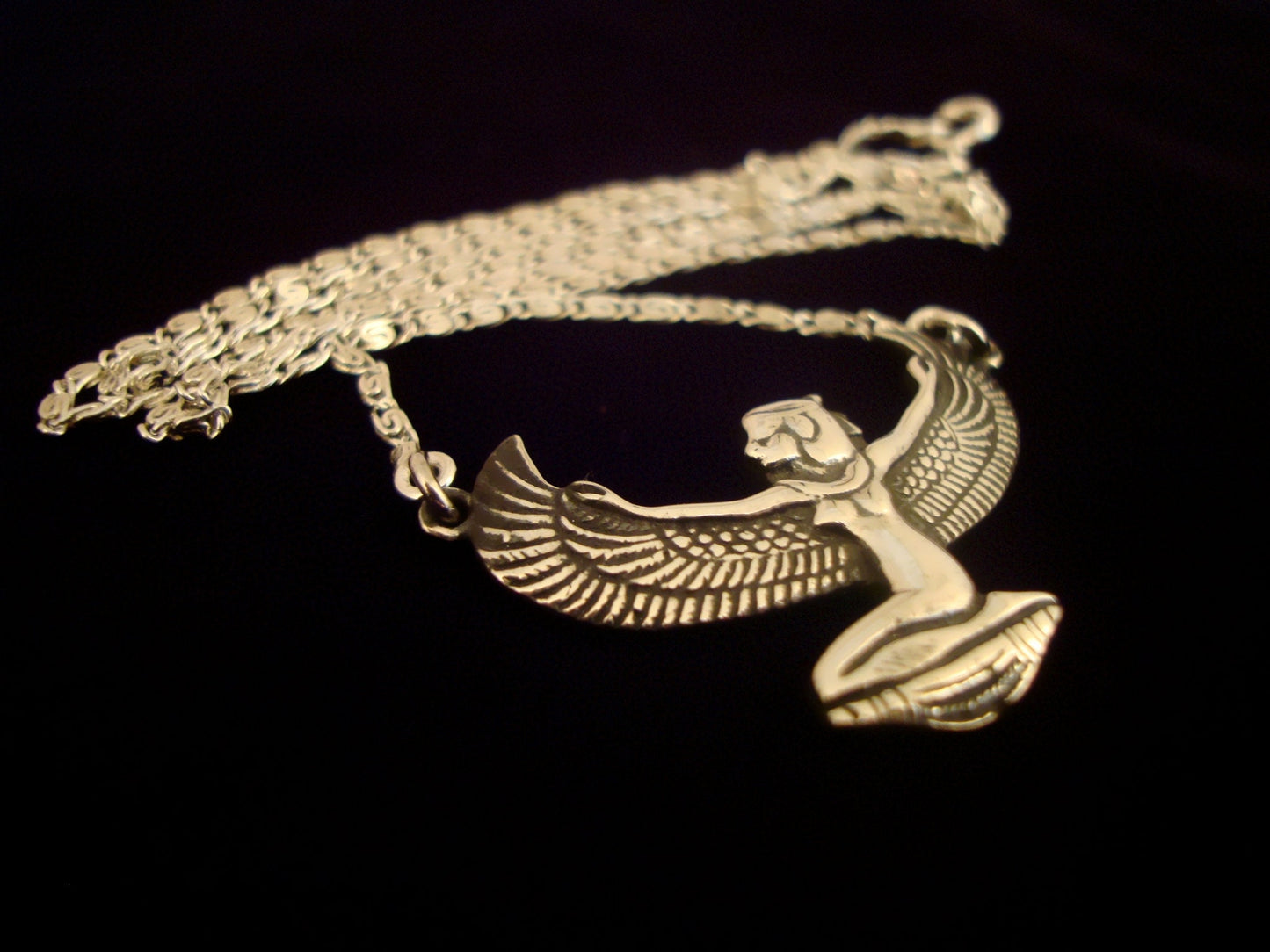 Beautiful Egyptian Sterling Silver Winged Isis Necklace Isis Sterling Silver Necklace Egyptian Isis