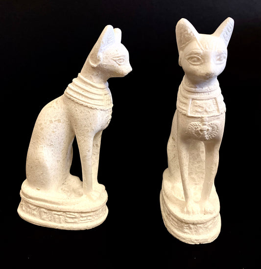 Group Of Two Majestic Ancient Egyptian Goddess Bastet Bast Cat Statues SALE