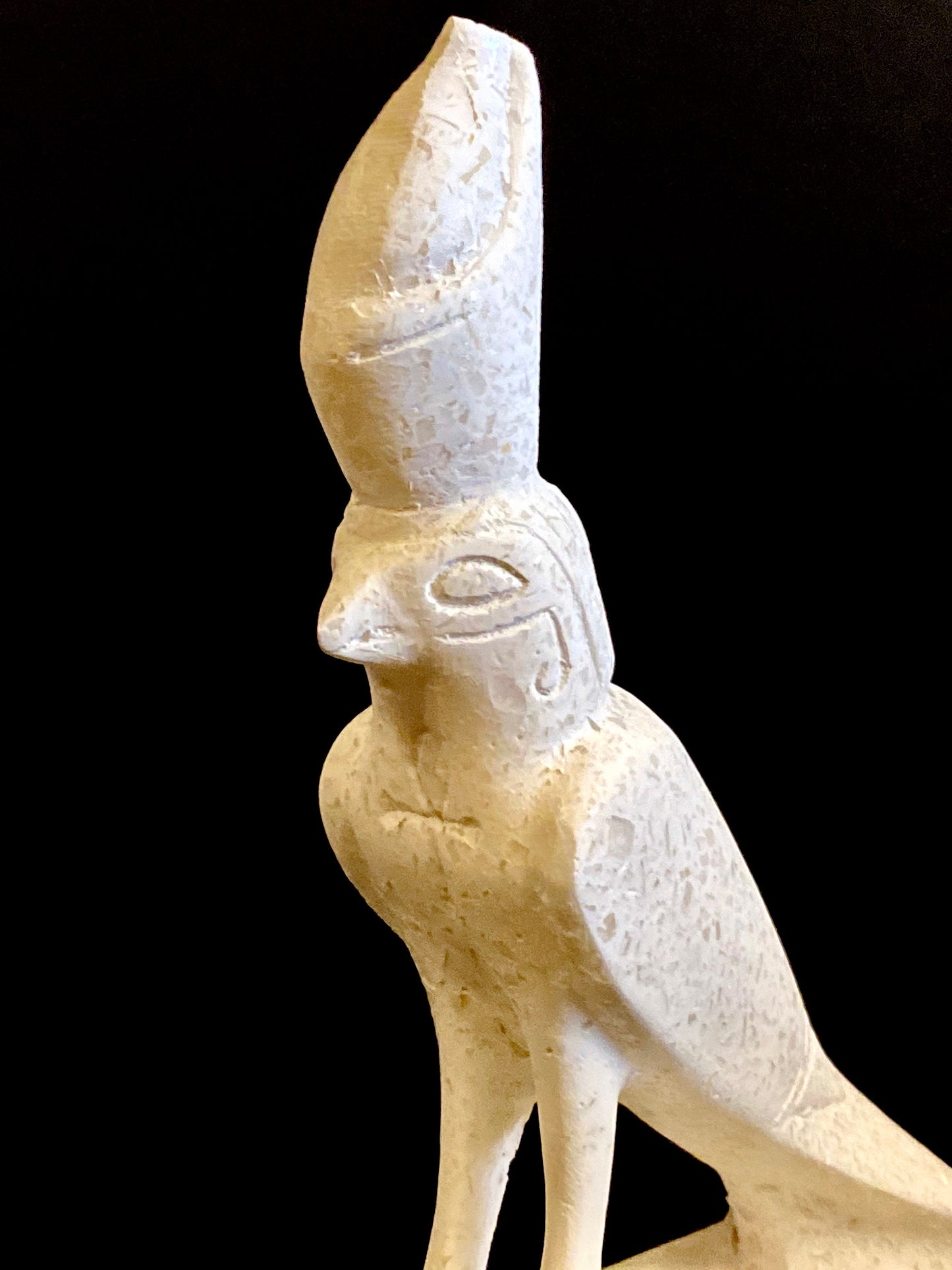 Amazing Ancient Egyptian God Horus Falcon With Ankh Statue On Hieroglyphic Base SALE