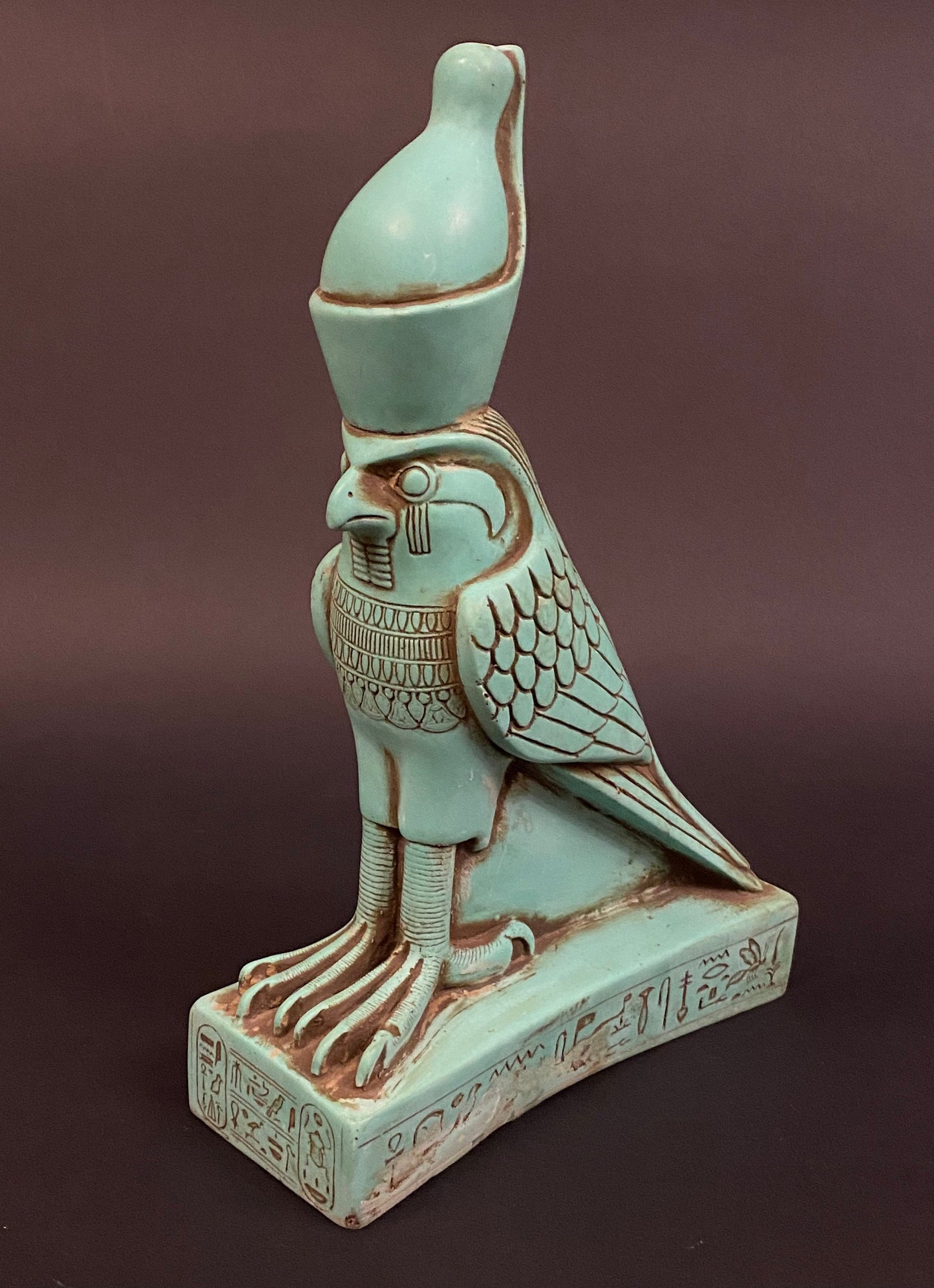 Huge Gorgeous Commemorative Egyptian God Horus as Flacon Wearing Crown Statue