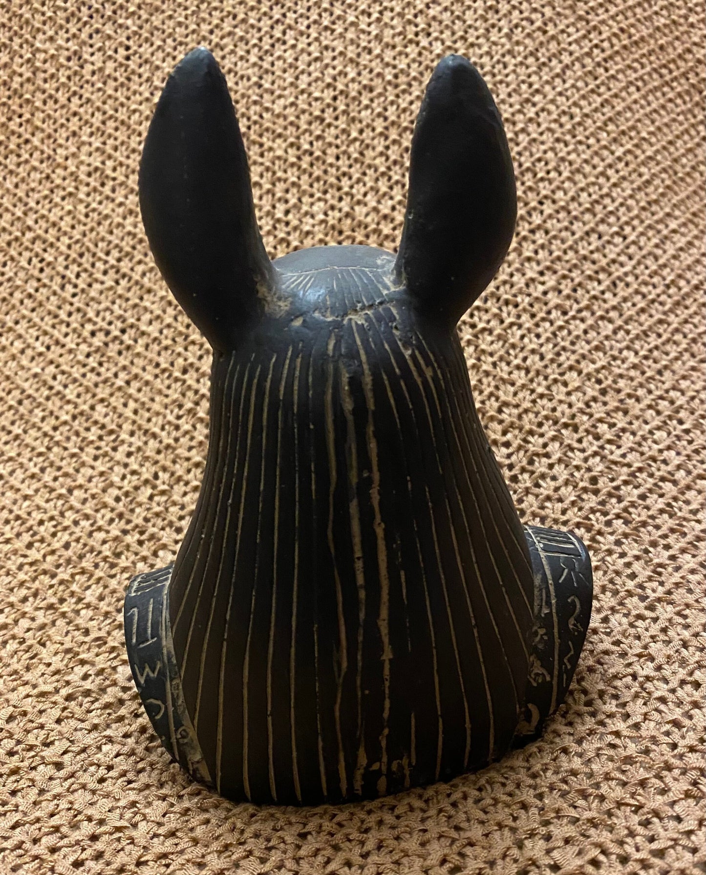 Amazing Commemorative Ancient Egyptian God Anubis Shown As A Jackal Bust Wearing a Wig Handcrafted In Egypt SALE